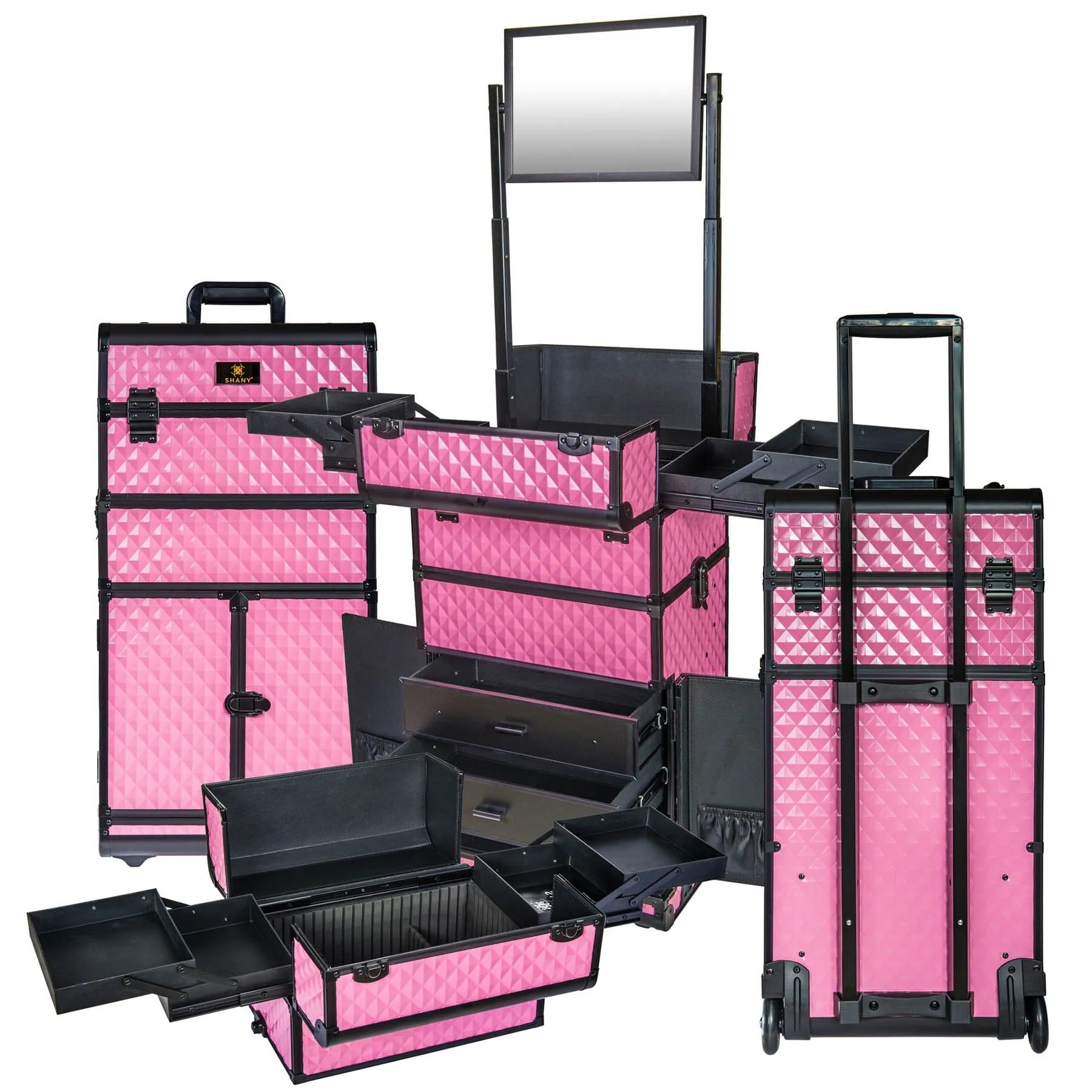 REBEL Series Pro Makeup Artists Rolling Train Case Trolley Case