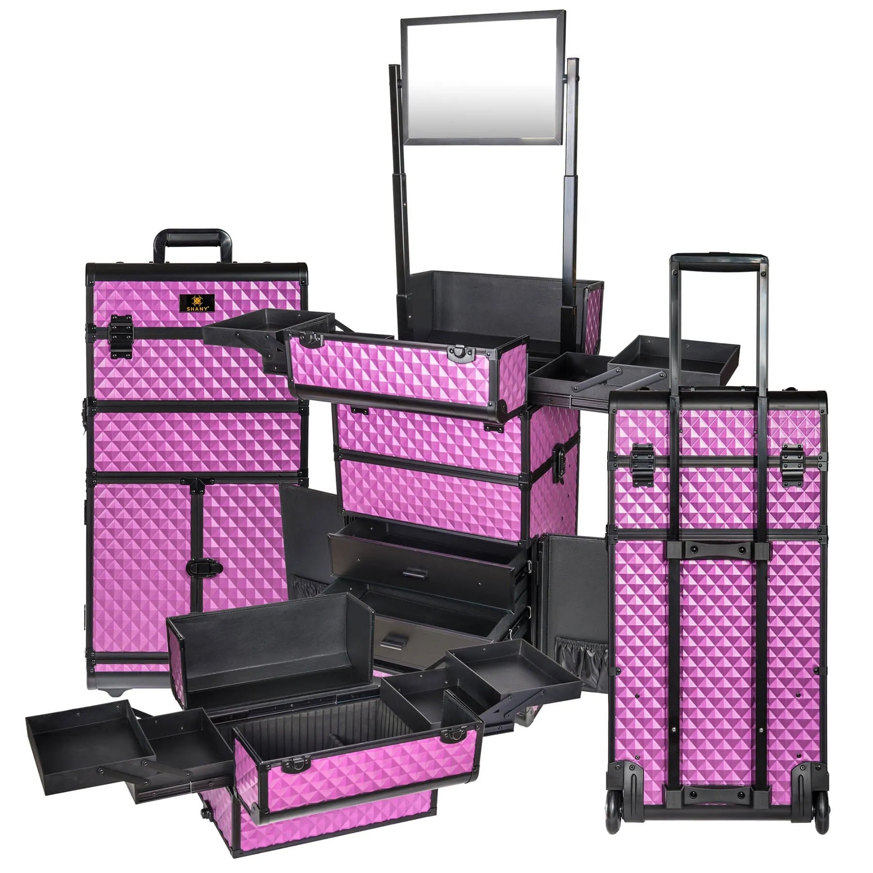 REBEL Series Pro Makeup Artists Rolling Train Case Trolley Case