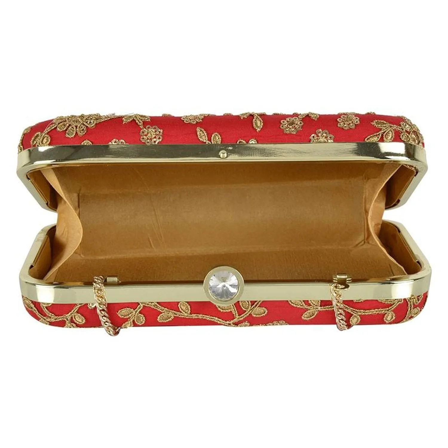 Red with Golden Embroidery Party wear Designer Women Clutch