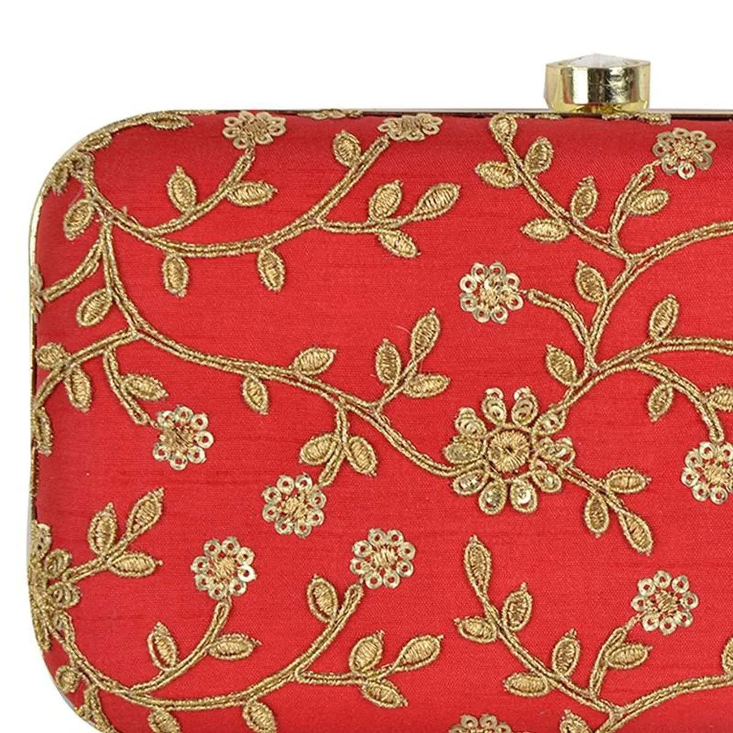 Red with Golden Embroidery Party wear Designer Women Clutch