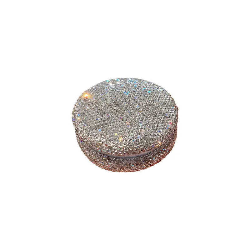 Refillable Empty Powder Pot with Sieve Inlay Rhinestones Cosmetic Makeup Jar Container Handheld Portable