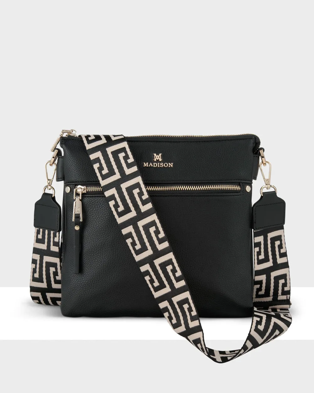 Renee Zip Top 2 Compartment Crossbody Bag   Graphic Bag Strap