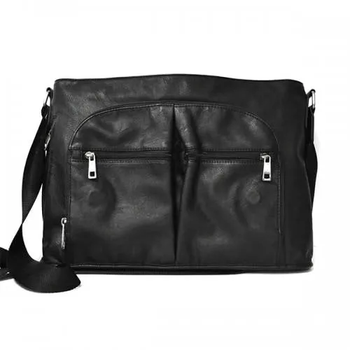 RIVERBANK - Mens Black Leather Crossbody Bag