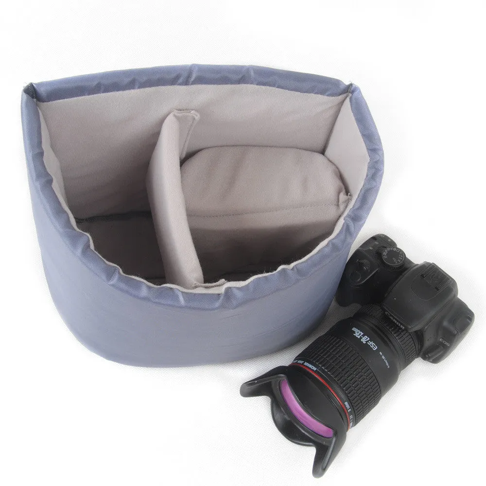 Semicircle Gray DSLR Camera Bag Insert One Body Two Lens B38