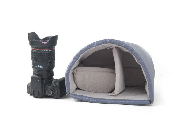 Semicircle Gray DSLR Camera Bag Insert One Body Two Lens B38