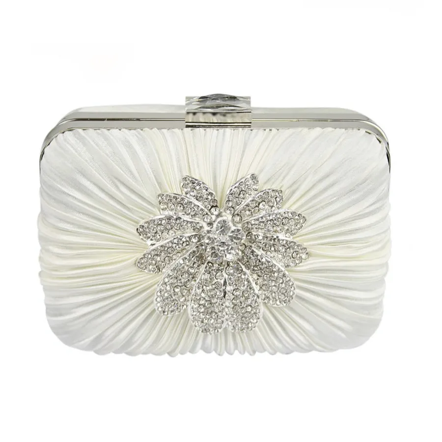 SERENA BRIDAL CRYSTAL WHITE CLUTCH PURSE WITH DIAMANTE