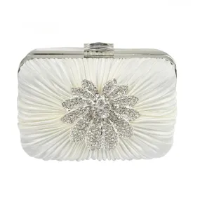 SERENA BRIDAL CRYSTAL WHITE CLUTCH PURSE WITH DIAMANTE