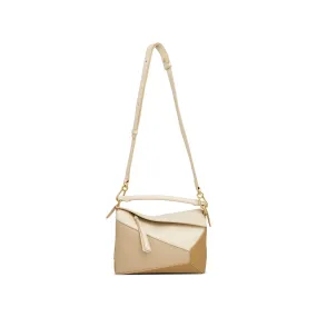 Small Puzzle Edge Bag in Nappa Calfskin in Angora/Beige