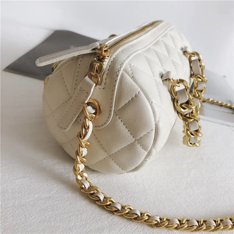 Small Quilted Leather Top Handle Cross Body Bag