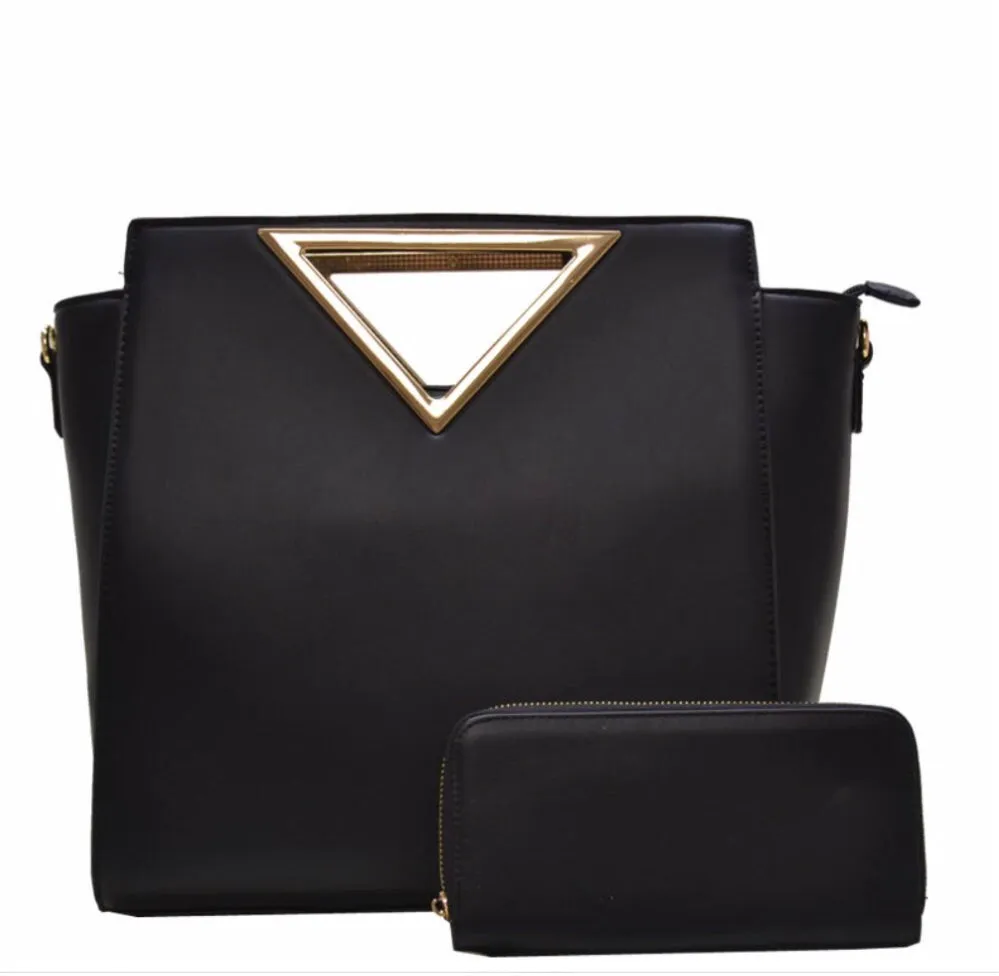 So Luxe- Black Handbag with Gold Trim Handle