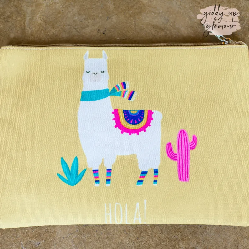 Something New Wristlet or Crossbody Hola Llama Purse in Yellow