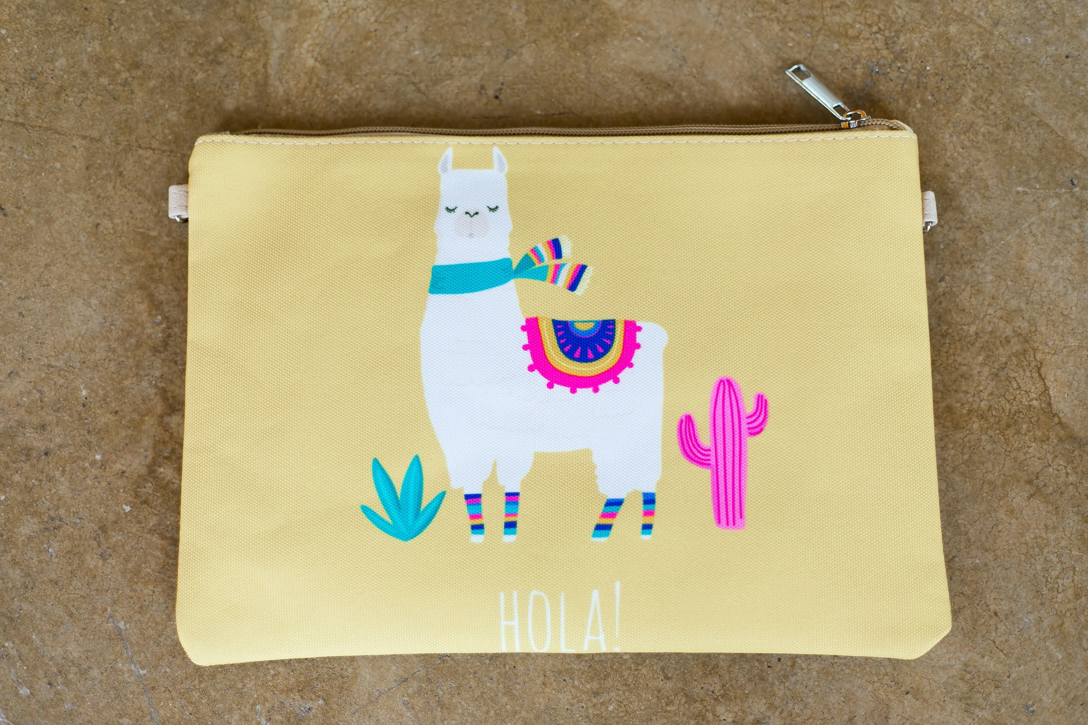 Something New Wristlet or Crossbody Hola Llama Purse in Yellow