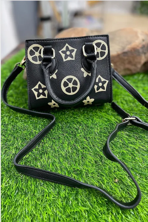 Star Print Mini Black Crossbody Bag