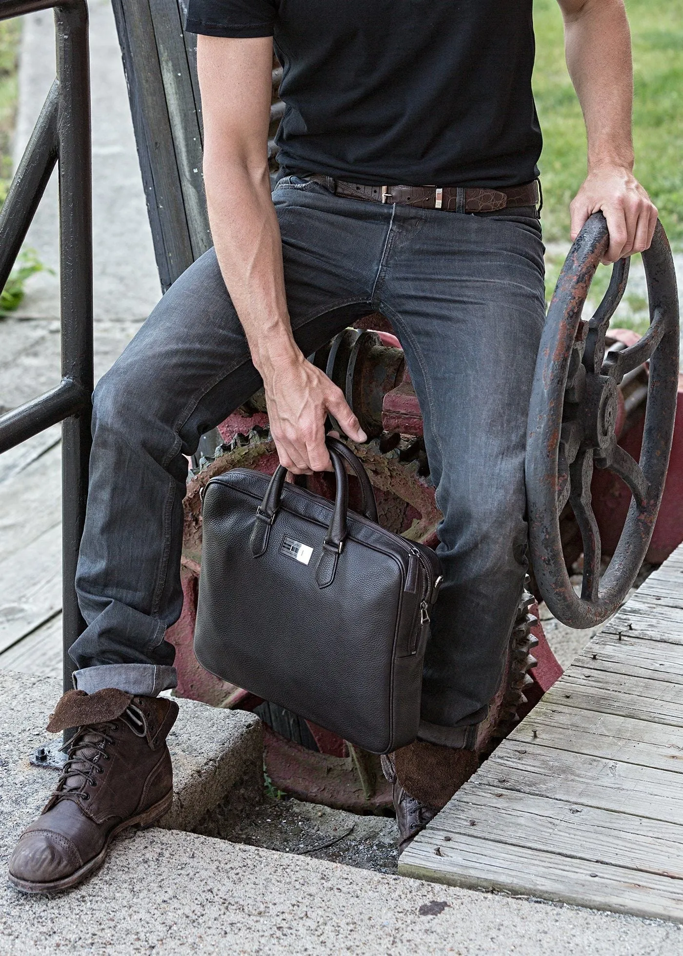 Stratton Attaché - Dark Brown Leather Briefcase