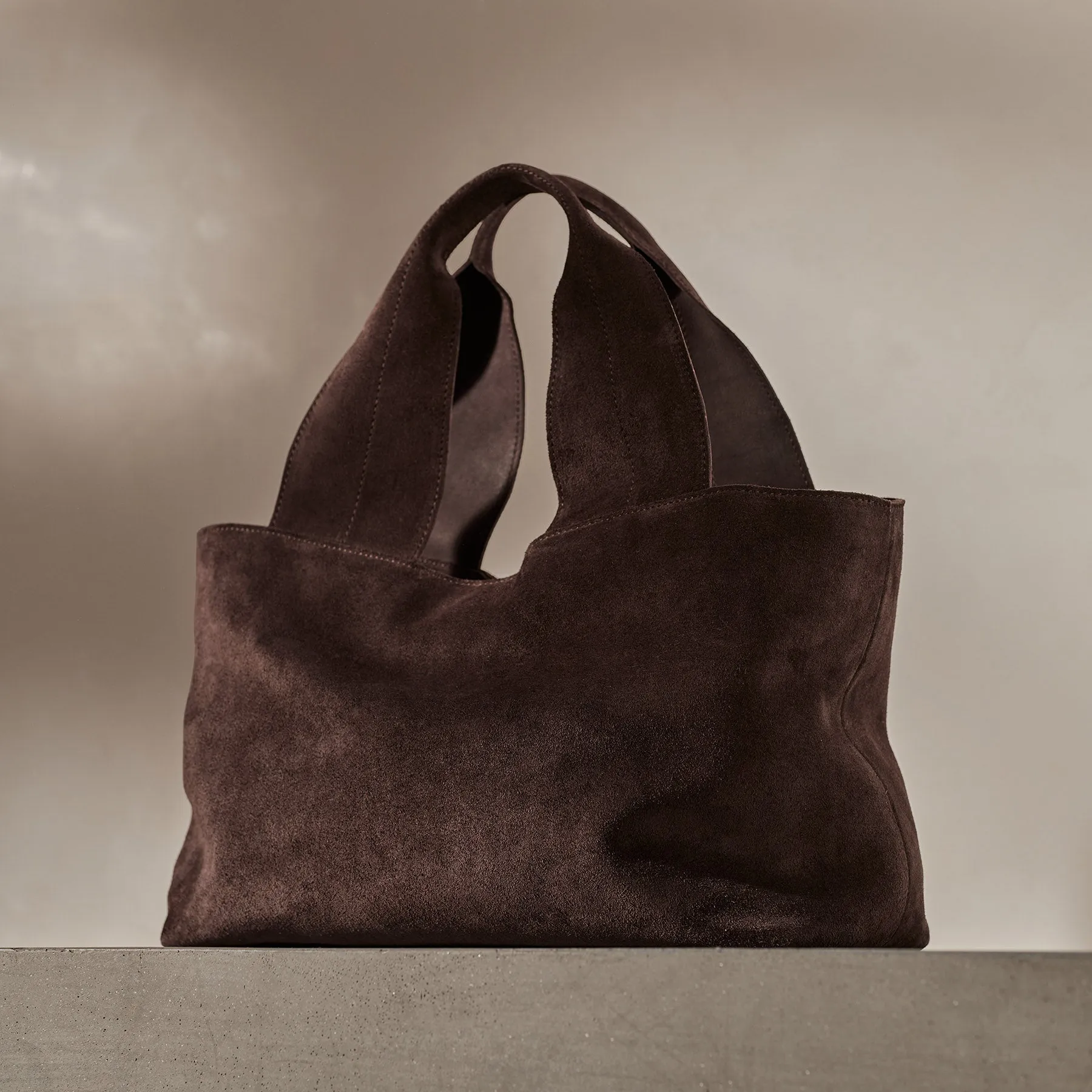 Suede Tote Bag - Cafe