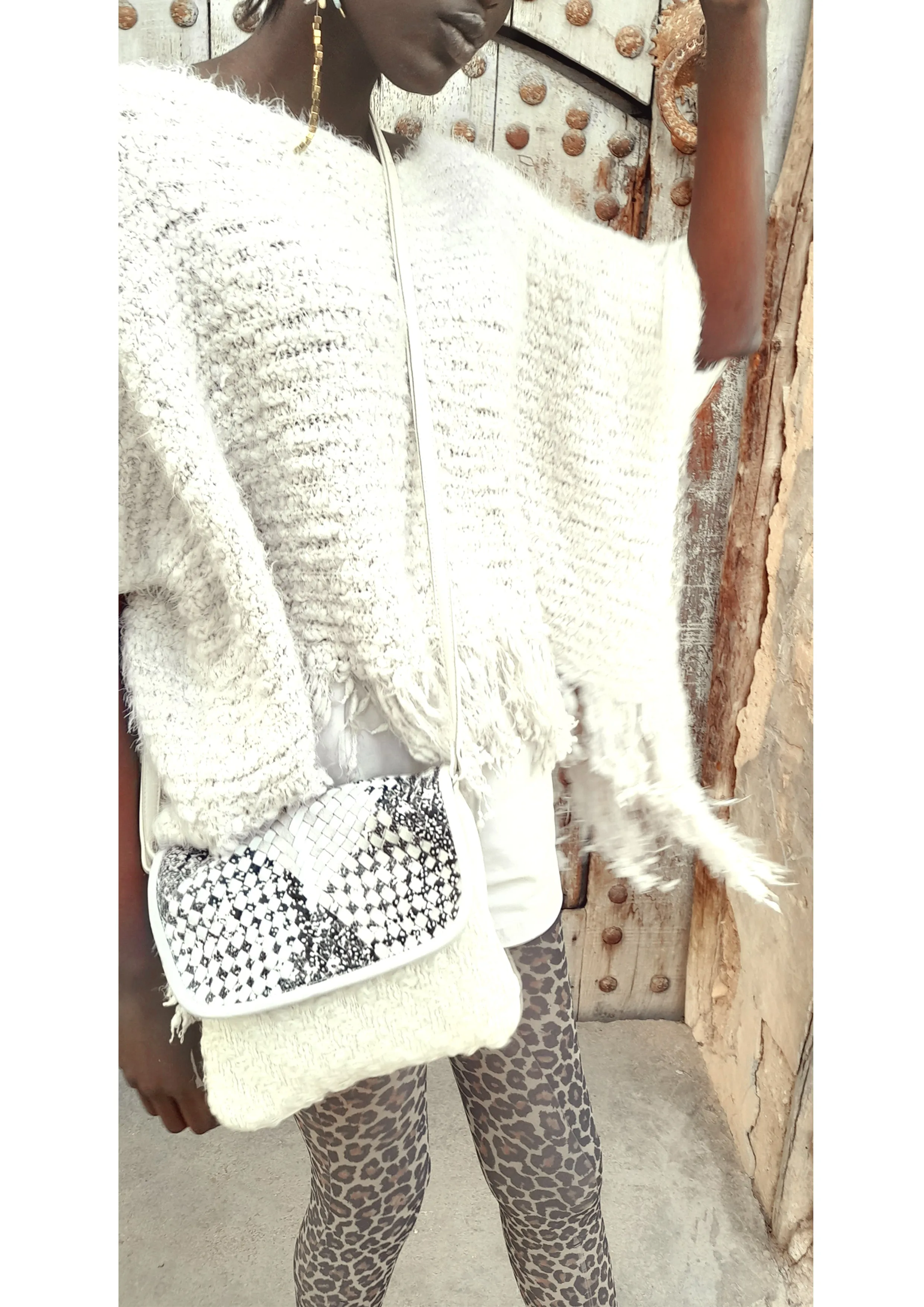 Suzy Black & White Mix Crossbody Bag