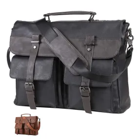 SYFashion™ Vintage Leather 15.6" Laptop Crossbody Messenger Briefcase Bag