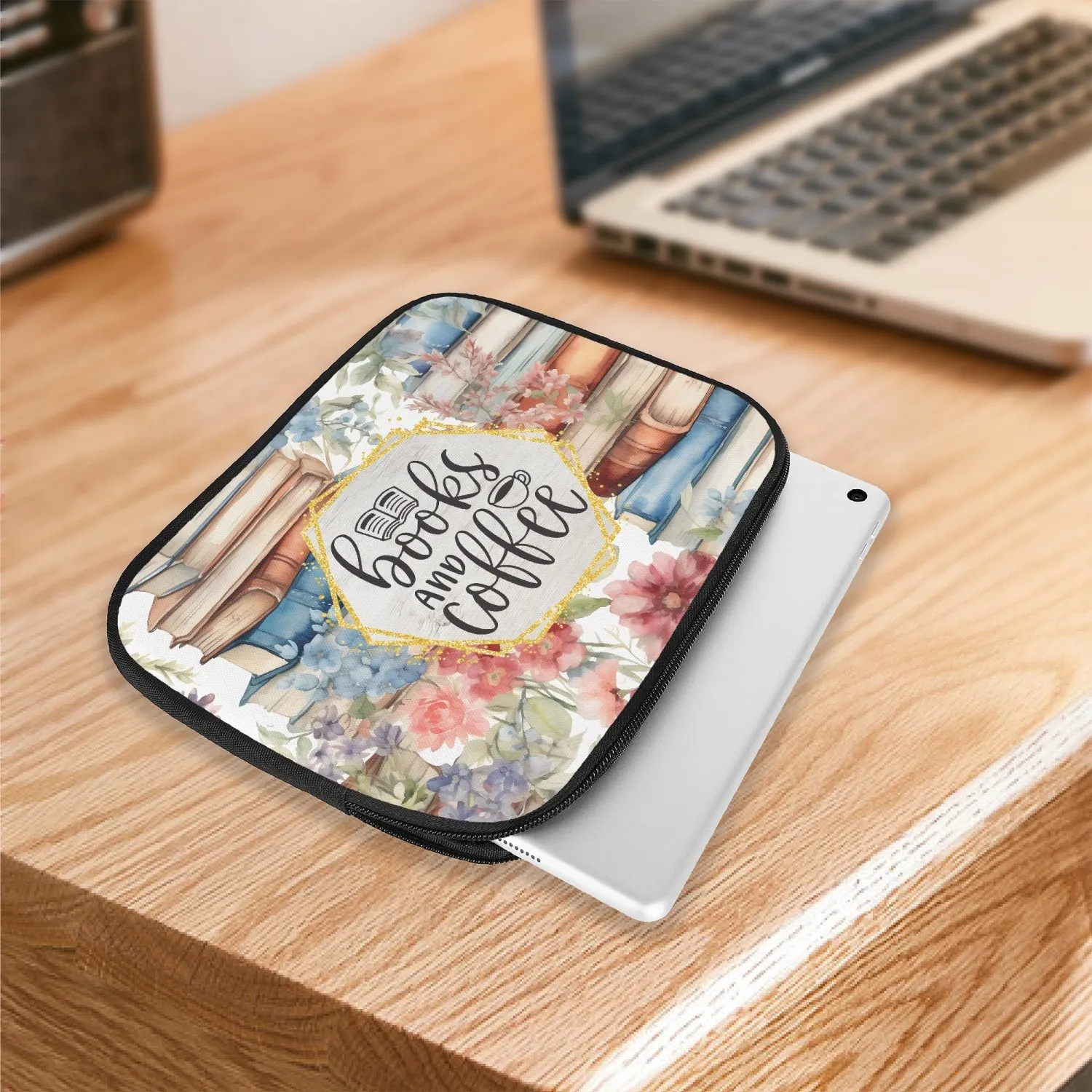 Tablet Sleeve - Books -  Books and Coffee