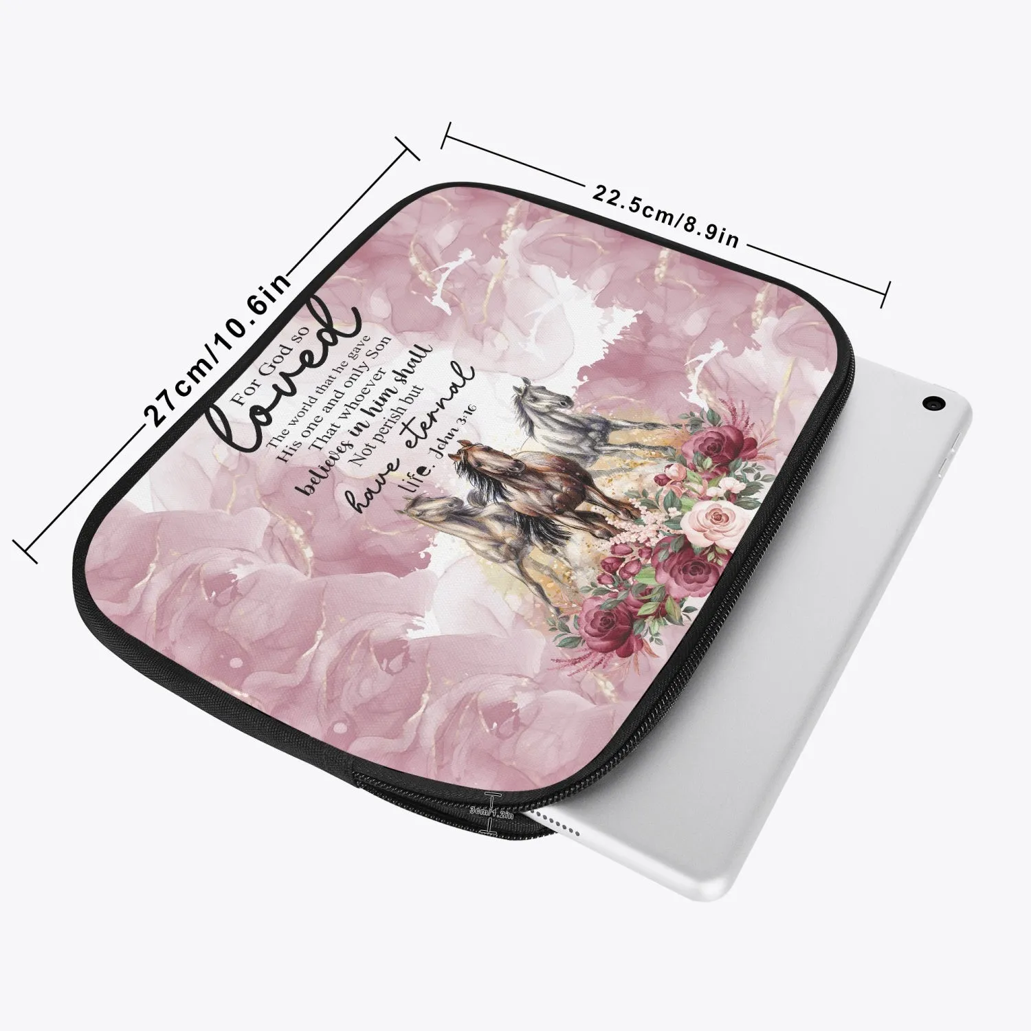 Tablet Sleeve - Horses - God Loved Quote