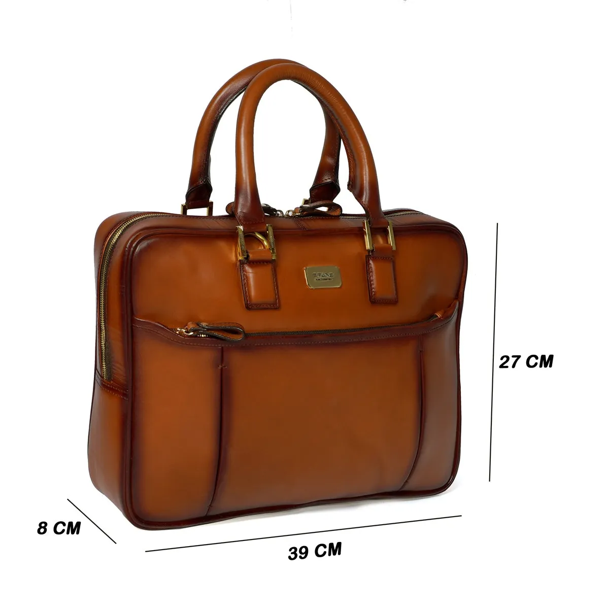 Tan Elegant Look Office Leather Briefcase By Brune & Bareskin