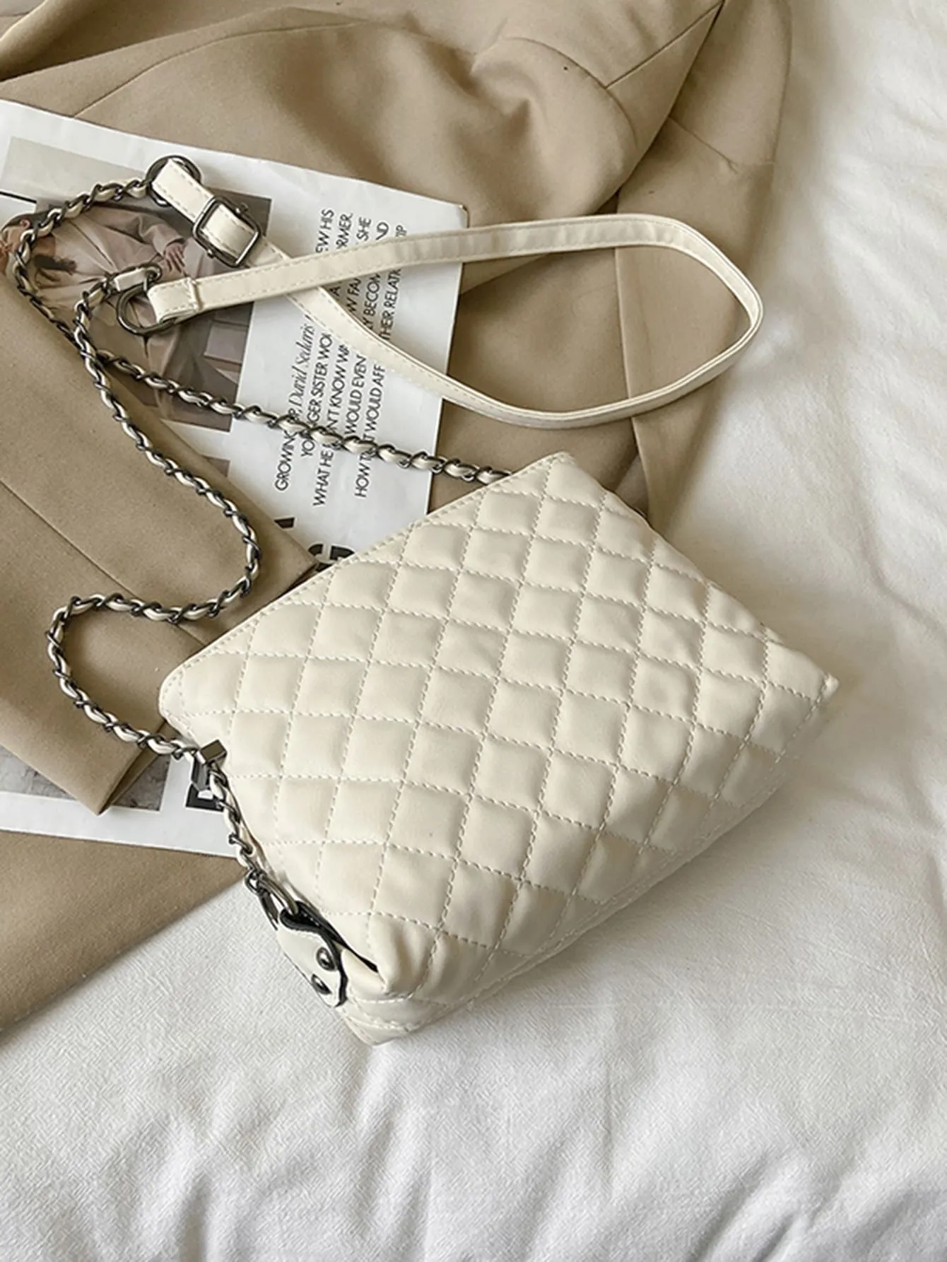 Tassel Charm Quilted Crossbody Bag