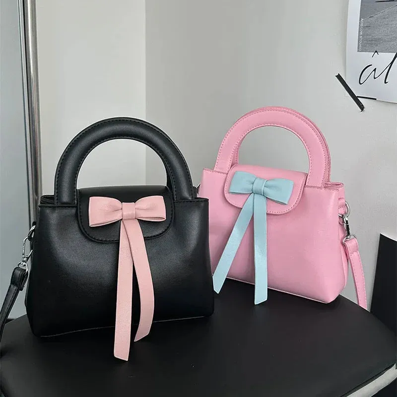 TAVIMART  -  Korean Kawaii Bow Mini Square Bag Y2k Aesthetic Elegant Sweet Chic Crossbody Top-Handle Bags Fairy Fashion Purses and Handbags