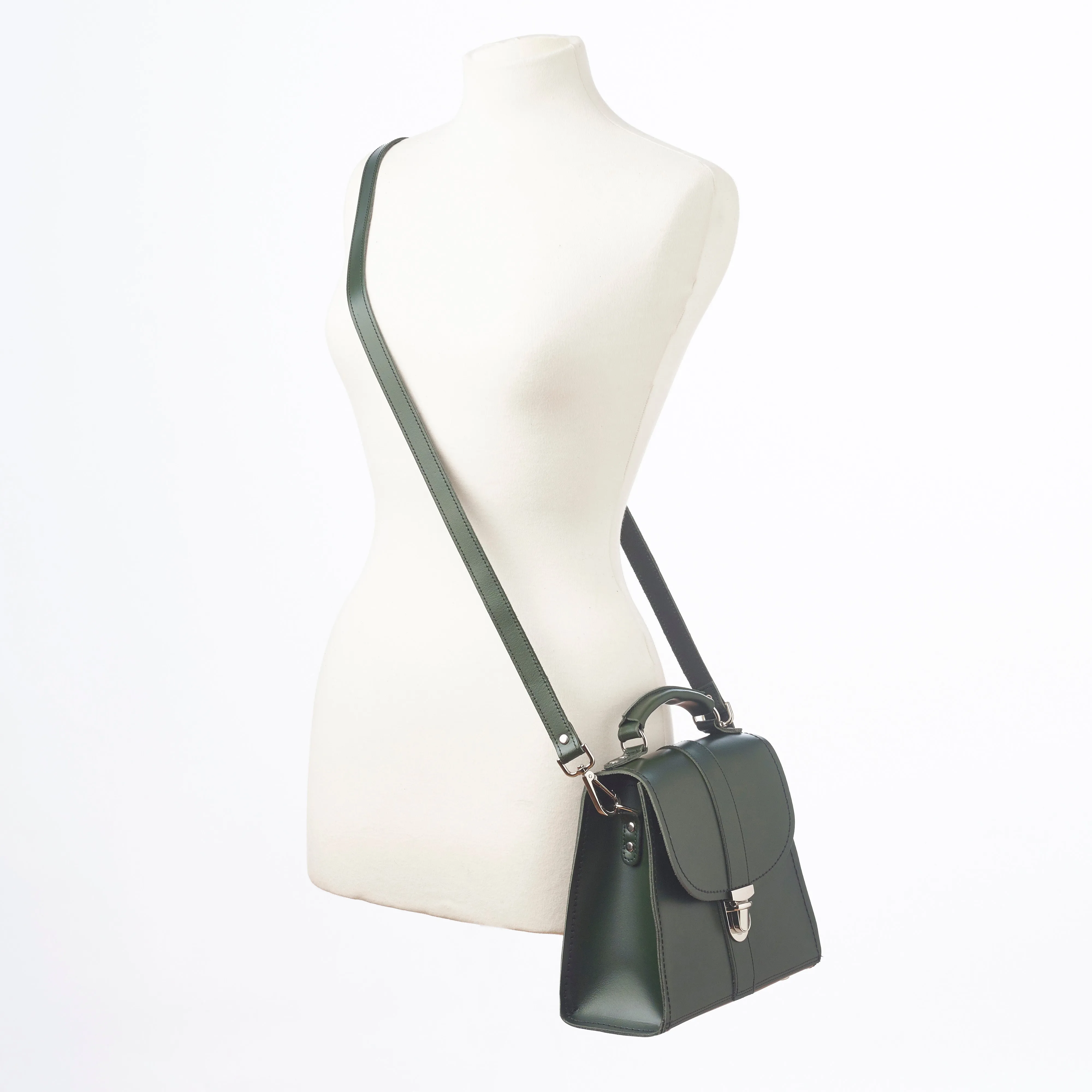 The Brit - Handmade Leather Cross Body Bag in  Ivy Green