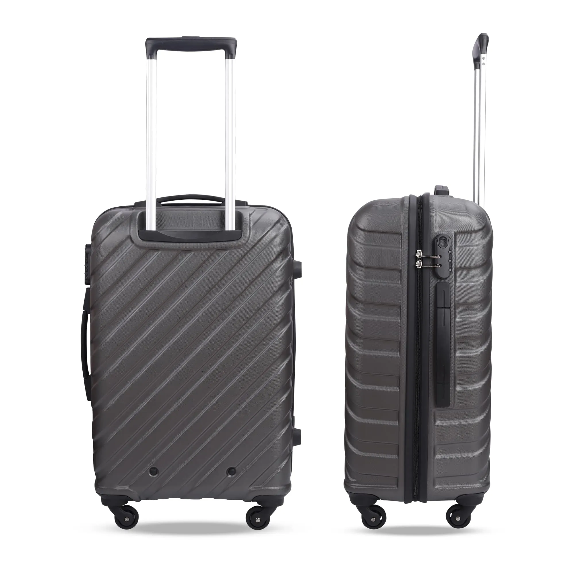 THE CLOWNFISH ABS Armstrong Combo Of 2 Luggage Abs Hard Case Suitcase Four Wheel 4 Spinner Wheels Trolley Bags- Copper Silver (Medium, Small-54 Cm), Black, 65 CM & 54 CM