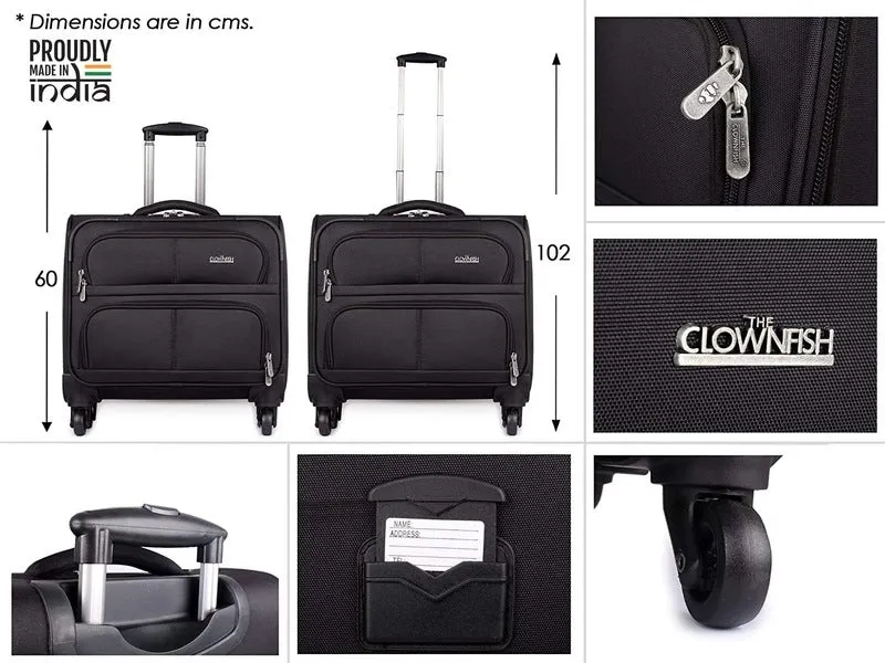 THE CLOWNFISH Drifter 44 Litre Laptop Roller Case - Durable & Stylish | 15.6" Laptop Compartment | Black