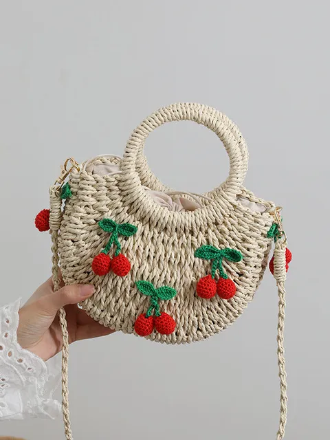 The Sweetest Berry Woven Straw Crossbody Bag