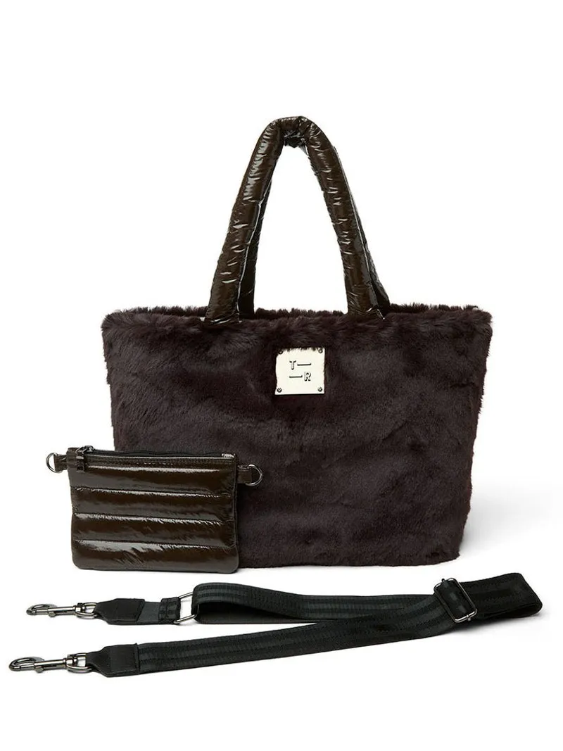 Think Royln Duplex Reversible Faux Fur Tote - Chocolate