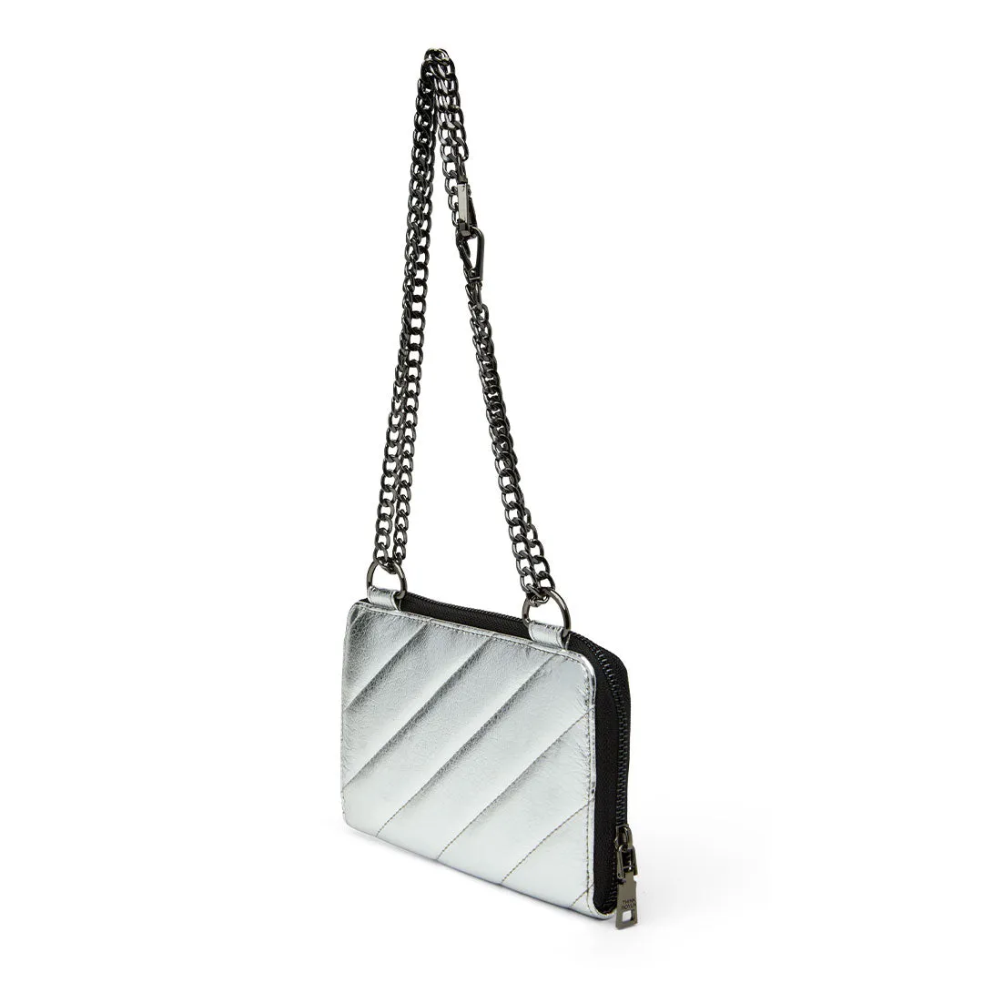 Think Royln Starlet Wallet Bag in Luxe Crackled Silver