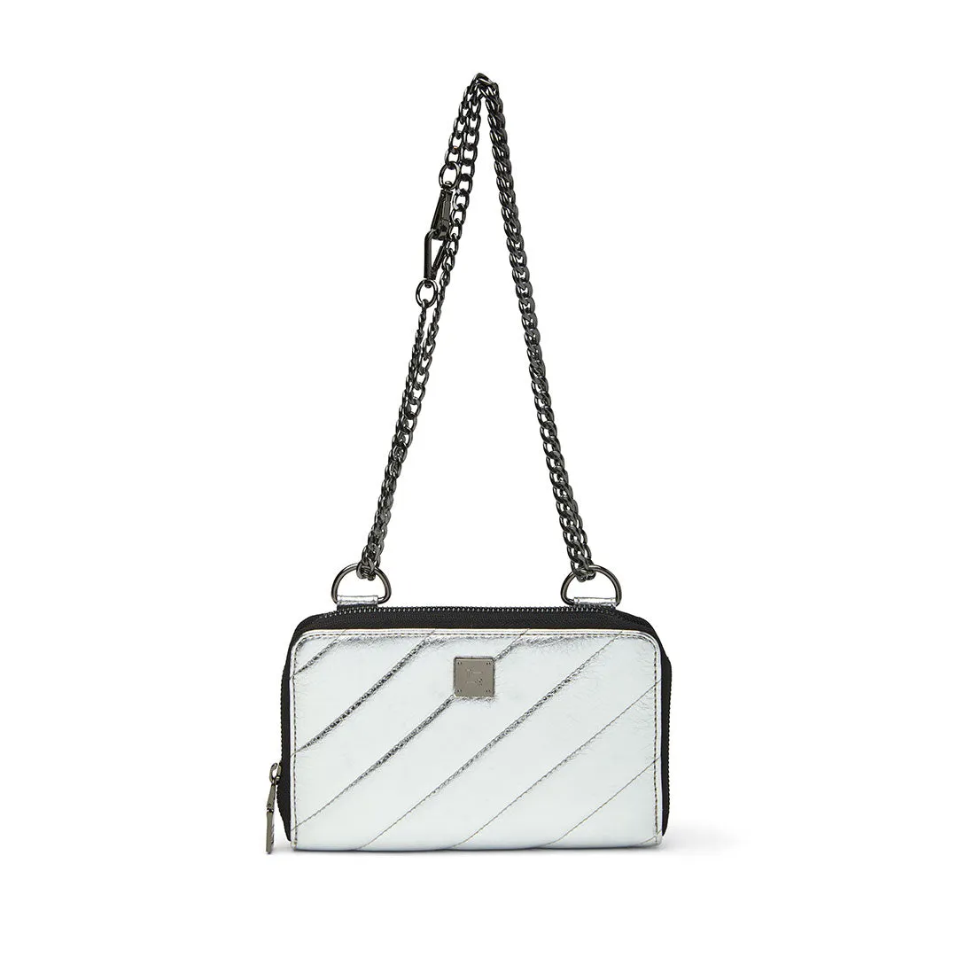 Think Royln Starlet Wallet Bag in Luxe Crackled Silver