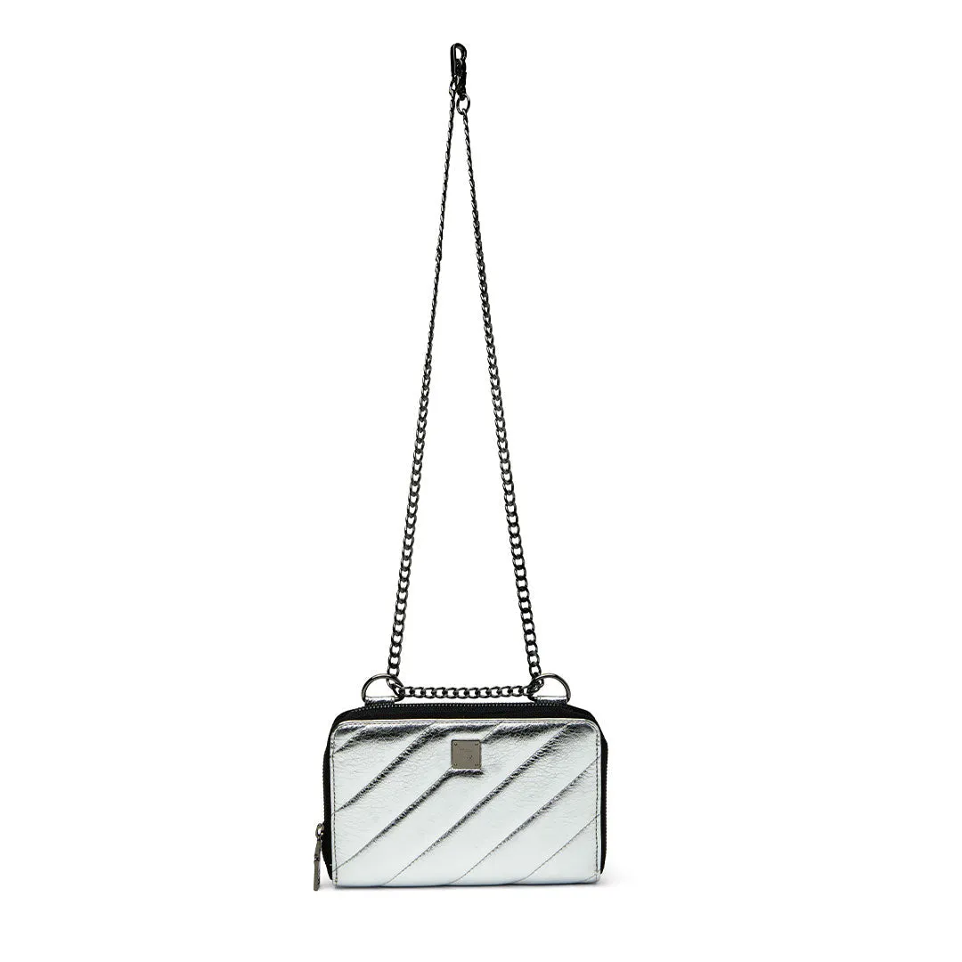 Think Royln Starlet Wallet Bag in Luxe Crackled Silver