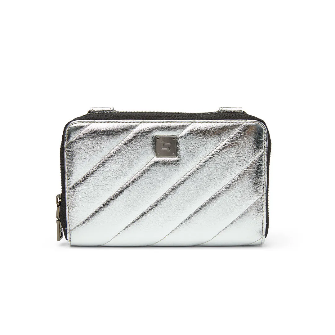 Think Royln Starlet Wallet Bag in Luxe Crackled Silver