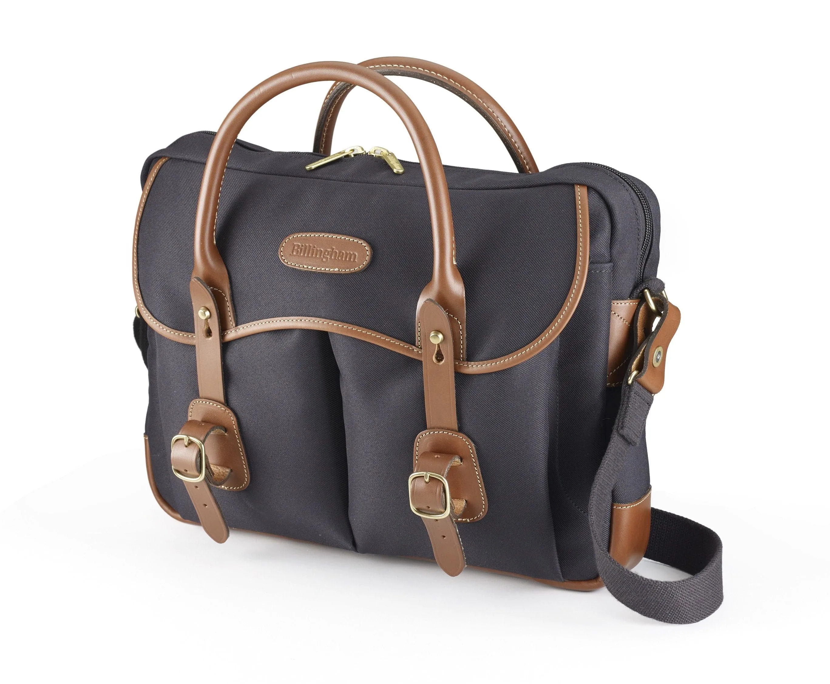 Thomas Briefcase & Laptop Bag - Black FibreNyte / Tan Leather