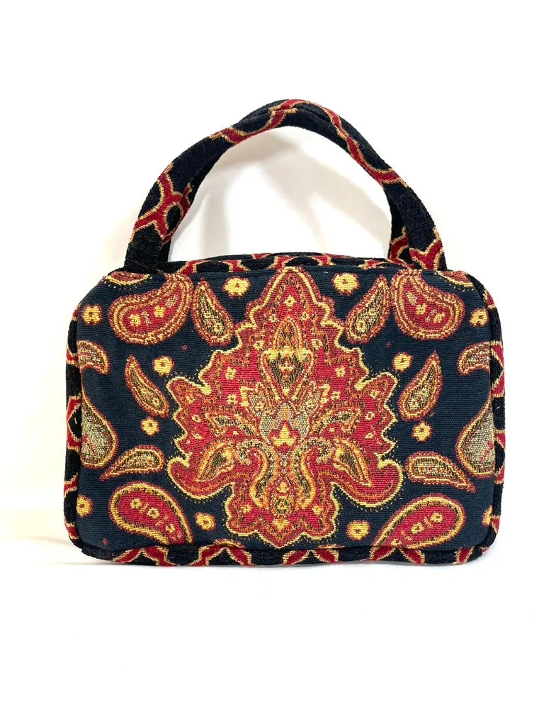 Toiletries Case in Black, Red and Ivory Medallion Tapestries