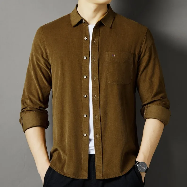 Top Quality 100% Cotton Fashion Brand Streetwear Button Up Regular Fit Cargo Shirt Men Long Sleeve  Casual Clothes Men