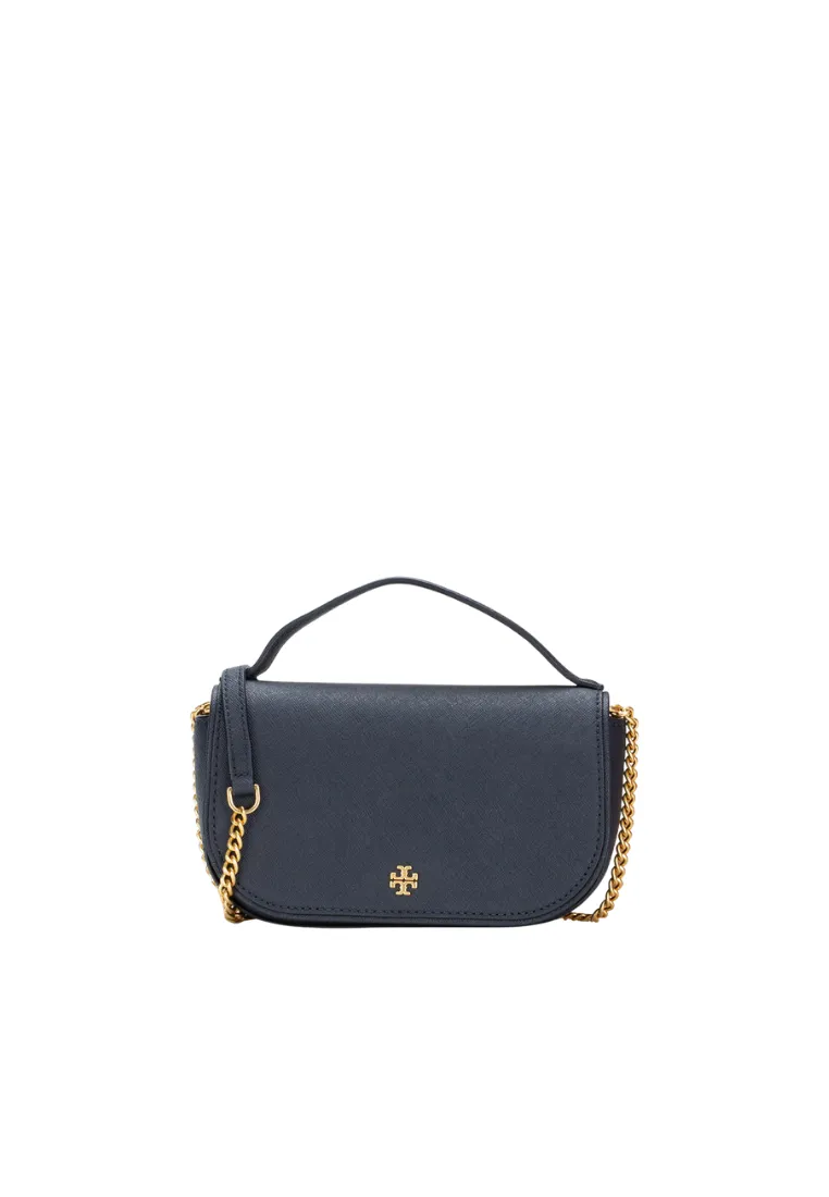 Tory Burch Emerson Crossbody Bag Saffiano In Tory Navy 134841