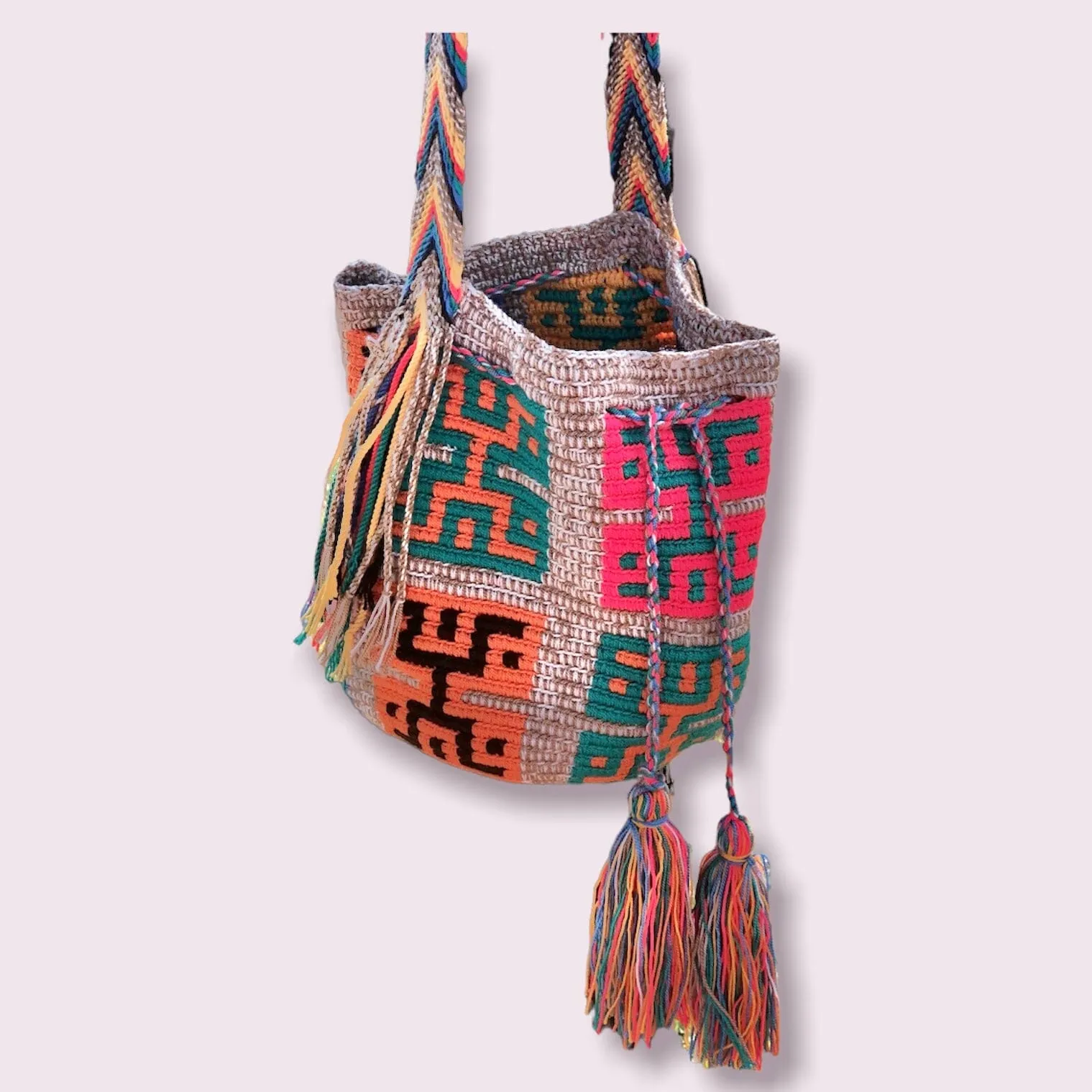 Tribal Medium Colorful Crochet Bag - Crossbody Boho Bag