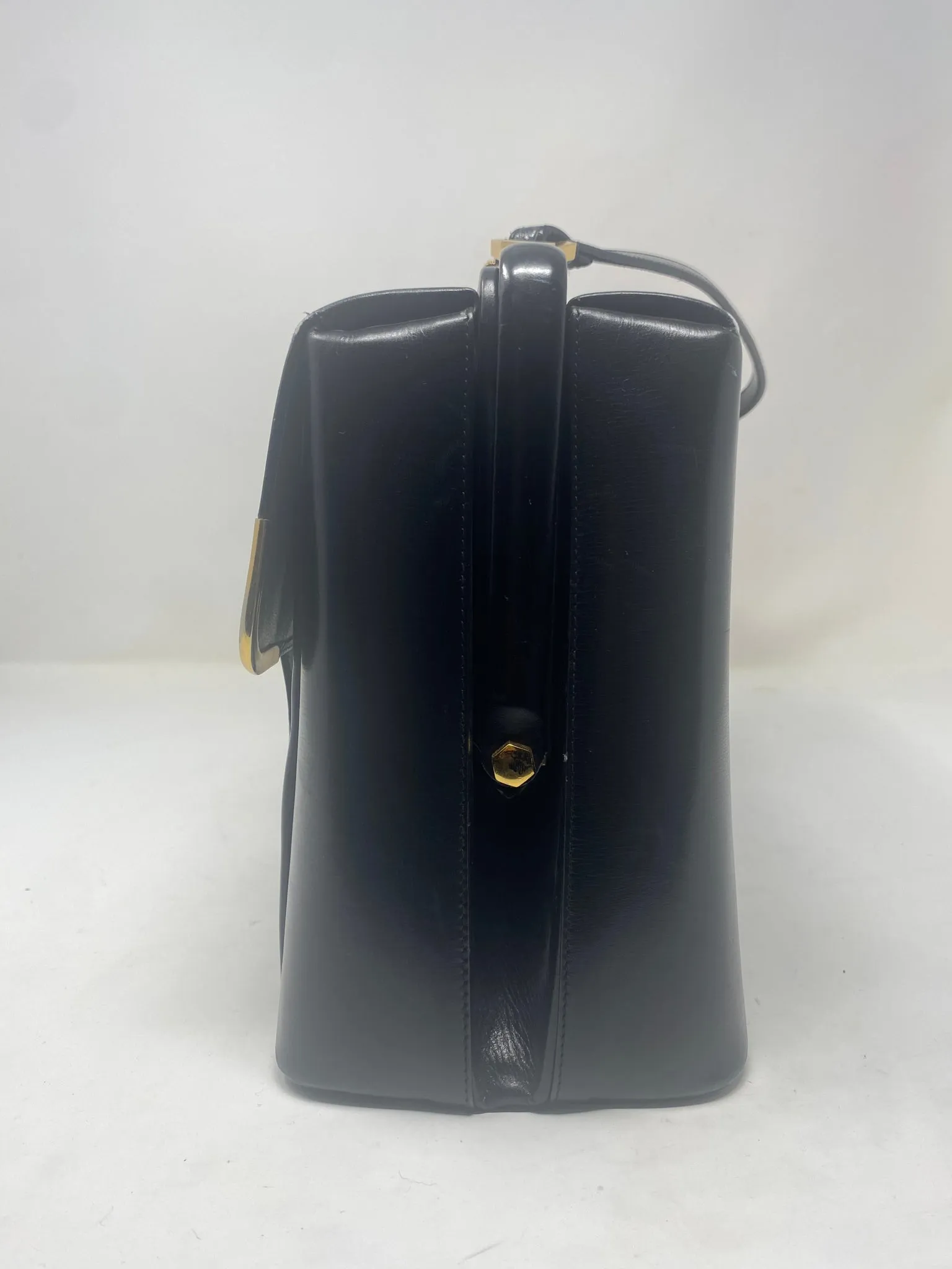 Vintage Black Leather Doctor's Bag Purse