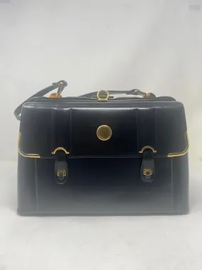 Vintage Black Leather Doctor's Bag Purse