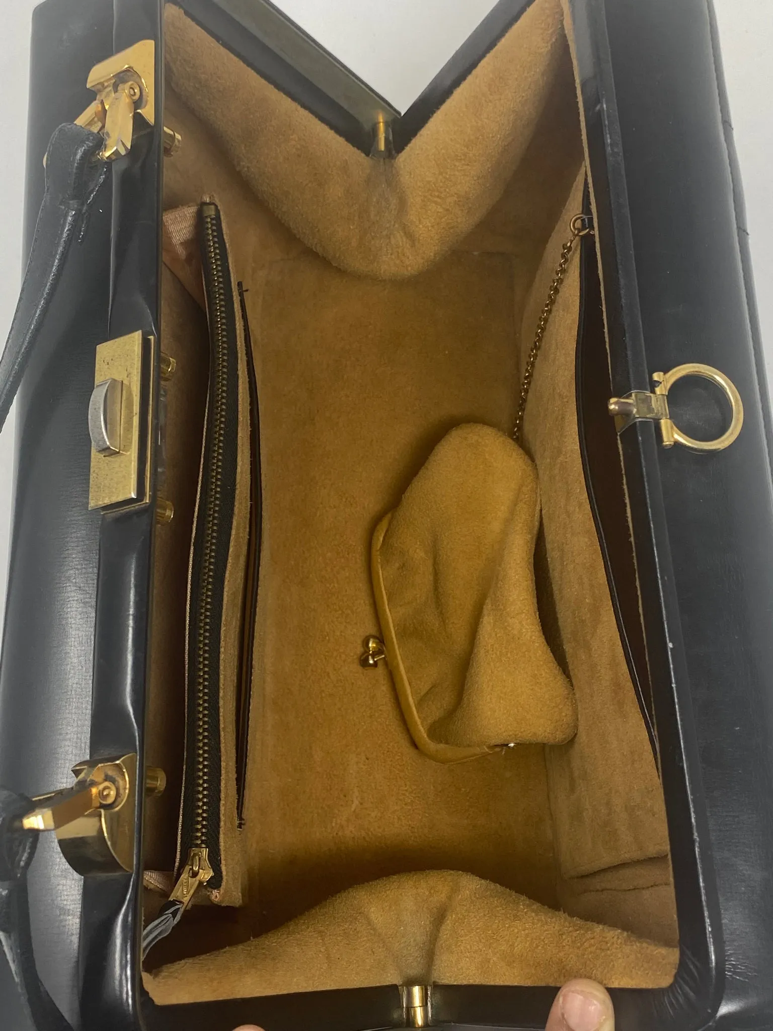 Vintage Black Leather Doctor's Bag Purse