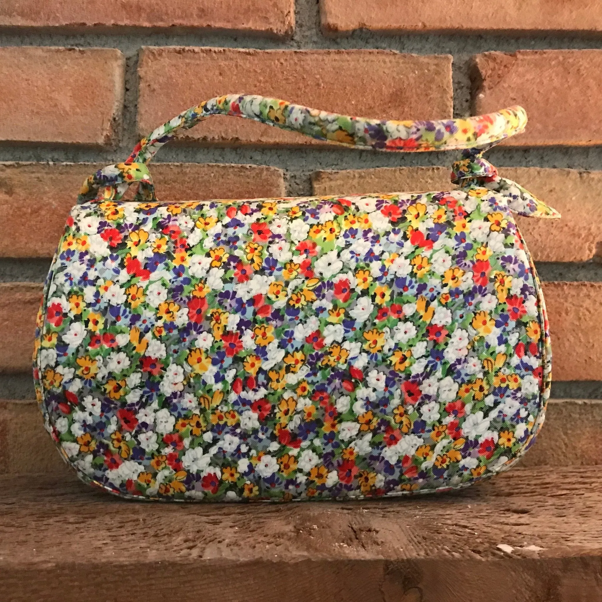 Vintage Black Saks Fifth Avenue Coblentz Purse. Yellow Red and Blue Floral Clutch. Circa 1950s.