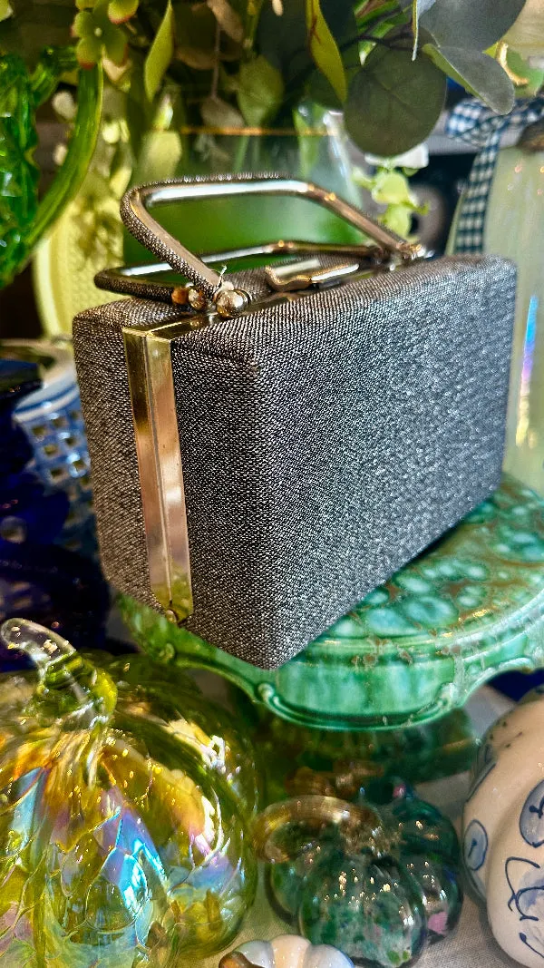 Vintage Box Purse - Gray Sparkle