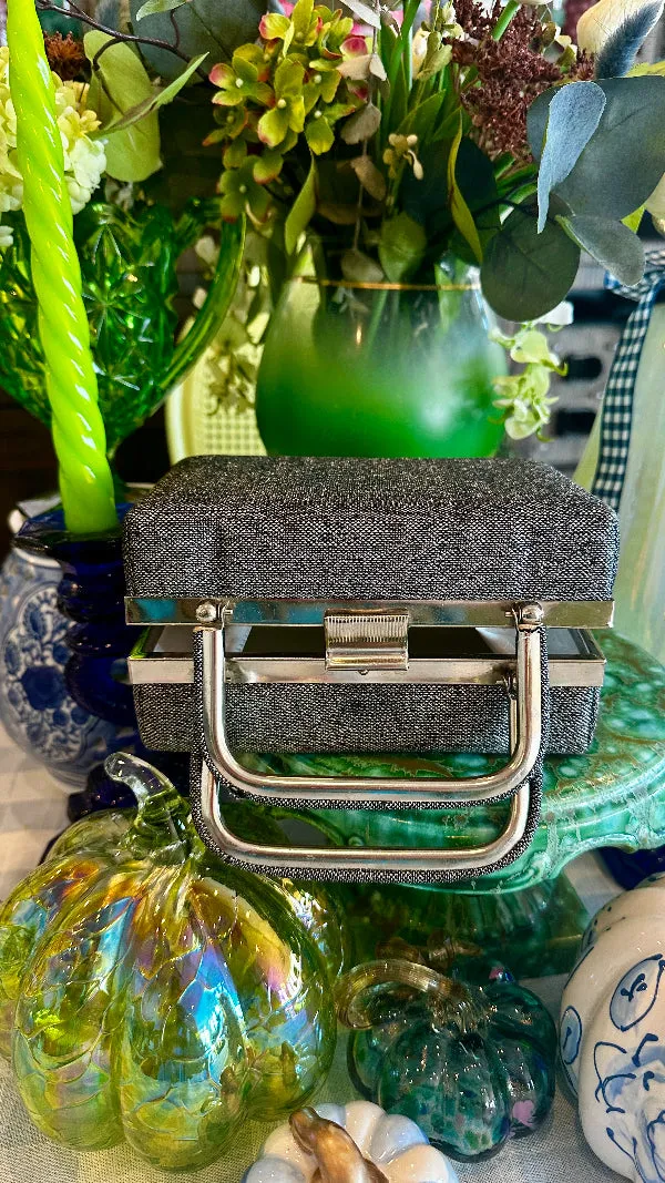 Vintage Box Purse - Gray Sparkle