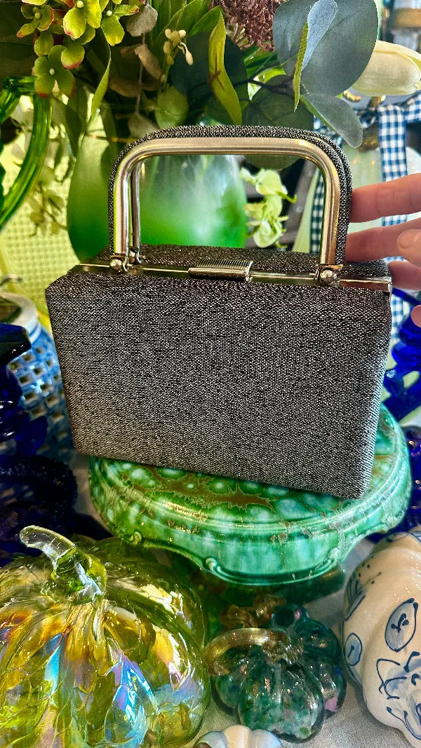 Vintage Box Purse - Gray Sparkle