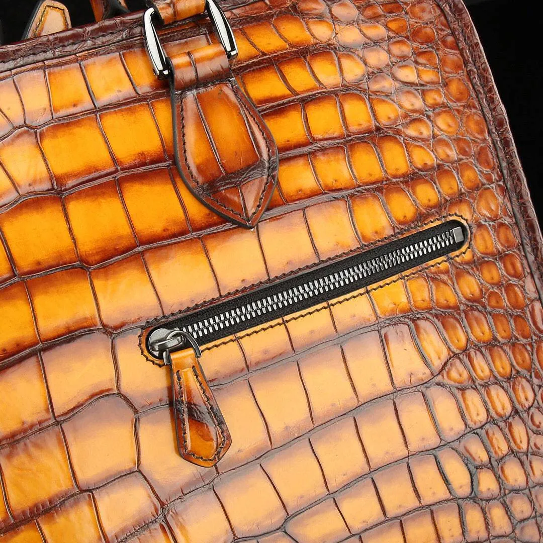 Vintage Brown Crocodile Leather  Briefcase