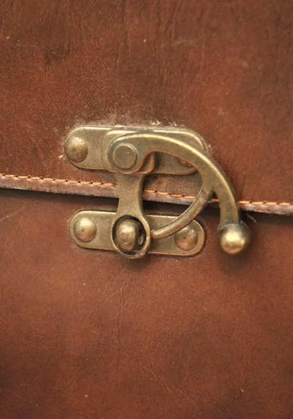 Vintage Steampunk Leather Briefcase • Brass Clasps