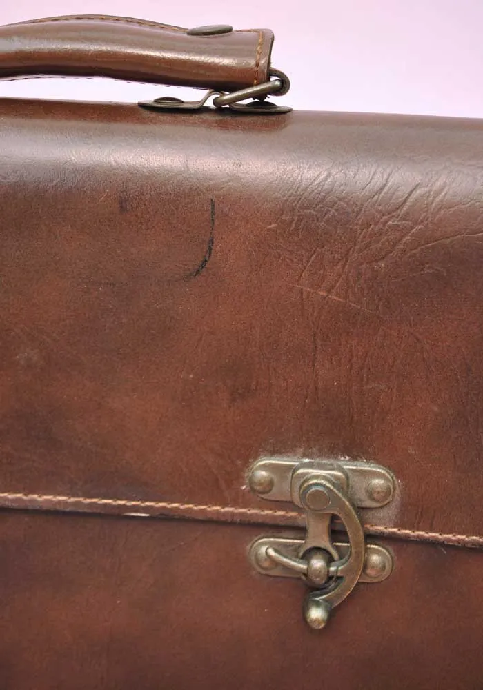 Vintage Steampunk Leather Briefcase • Brass Clasps